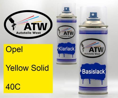 Opel, Yellow Solid, 40C: 400ml Sprühdose + 400ml Klarlack - Set, von ATW Autoteile West.